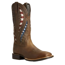 Ariat® Men's Quickdraw VentTEK® Brown Patriotic Flag Boots 10027165