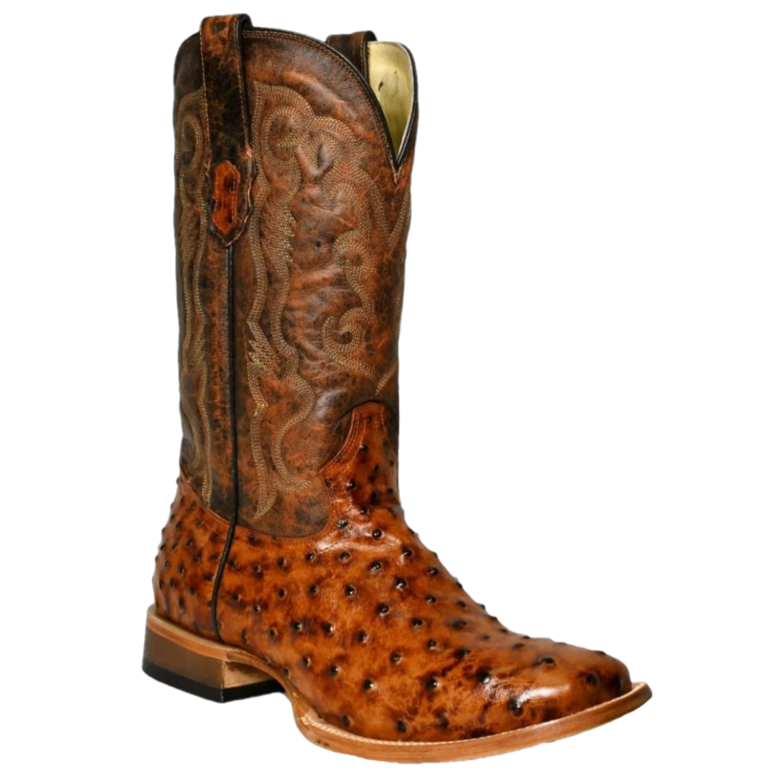 Cowtown Men'sPrint Brown Square Toe Western Boots Q6064