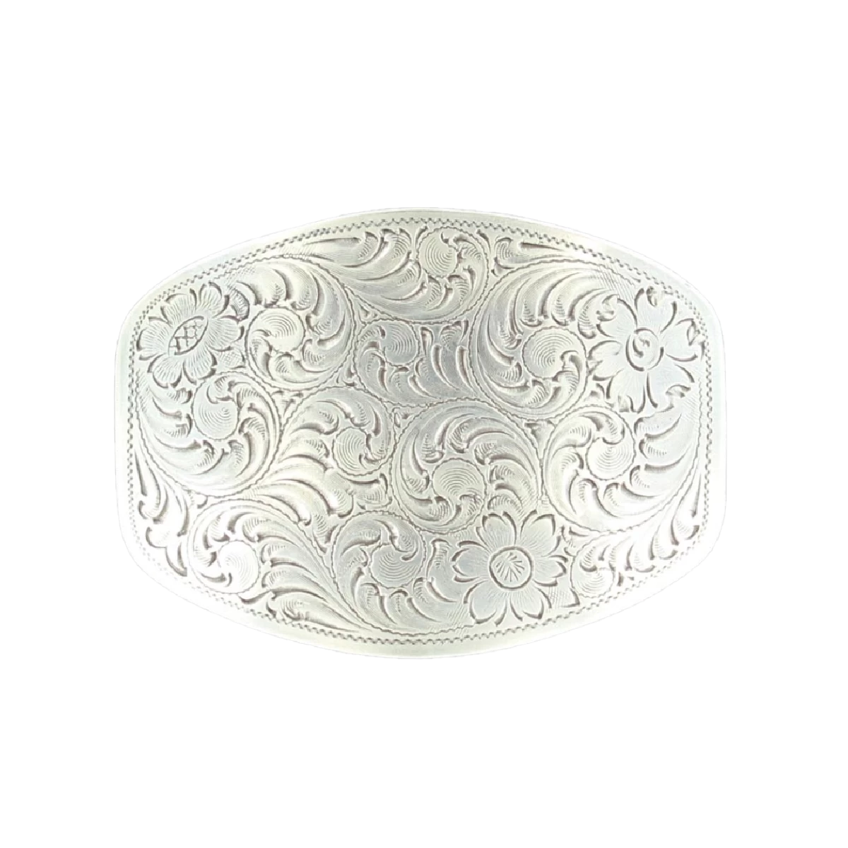 Nocona Mens Silver Floral Scroll Belt Buckle 37238