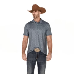 Panhandle® Men's Geo Print Polo Lapis Short Sleeve Shirt P7B3673