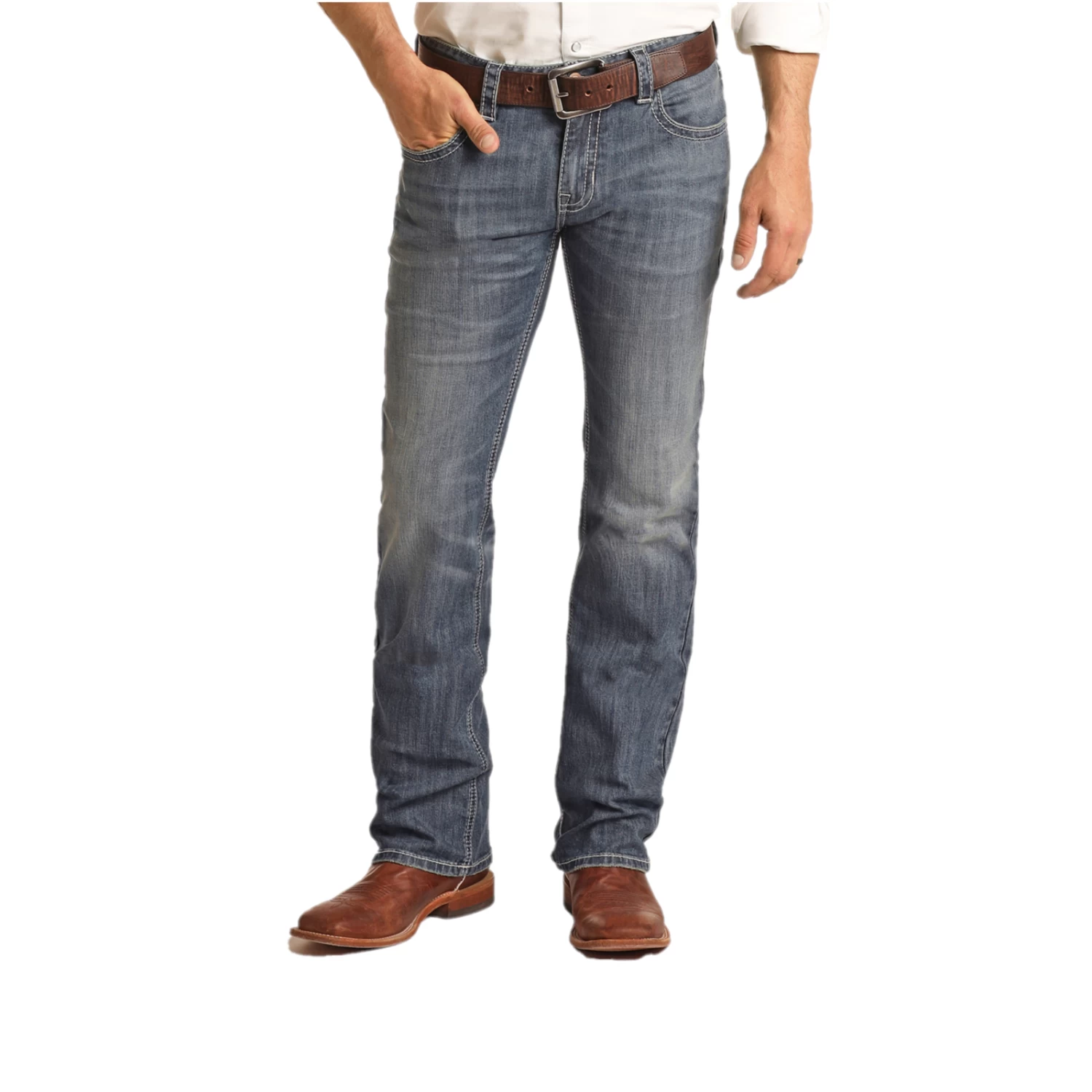 Rock & Roll Men's Pistole Straight Medium Vintage Wash Jeans RRMD1PRZSM - Image 2