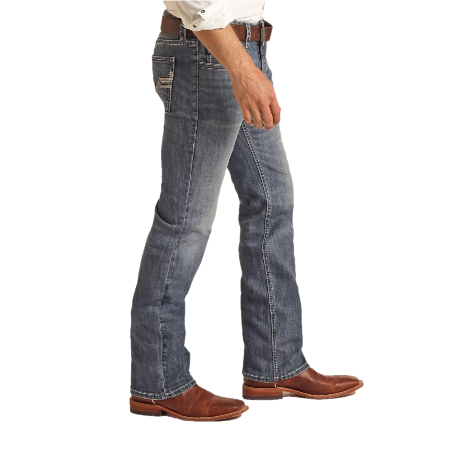 Rock & Roll Men's Pistole Straight Medium Vintage Wash Jeans RRMD1PRZSM - Image 3