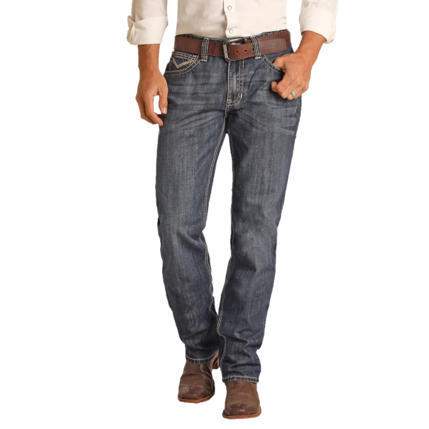 Rock & Roll Denim® Men's Raised Denim Stackable Dark Vintage Jeans RRMDTBR13Q-201 - Image 2