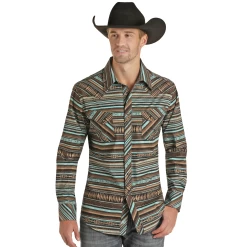 Rock & Roll® Men's Aztec Stripe Poplin Print Snap Shirt RRMSOSRZ17-81