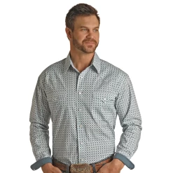 Panhandle Rough Stock® Men's Violet Geometric Print Snap Down Shirt RSMSOSRZD3-55