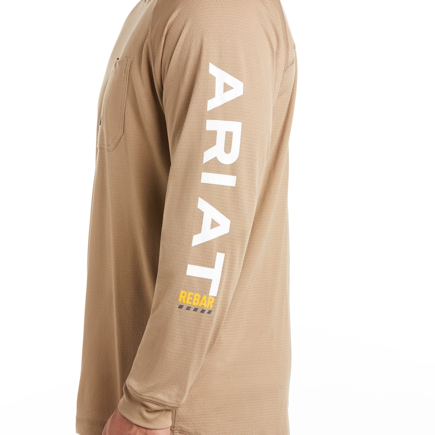 Ariat® Men's Rebar Heat Fighter Long Sleeve Khaki T-Shirt 10031030 - Image 3