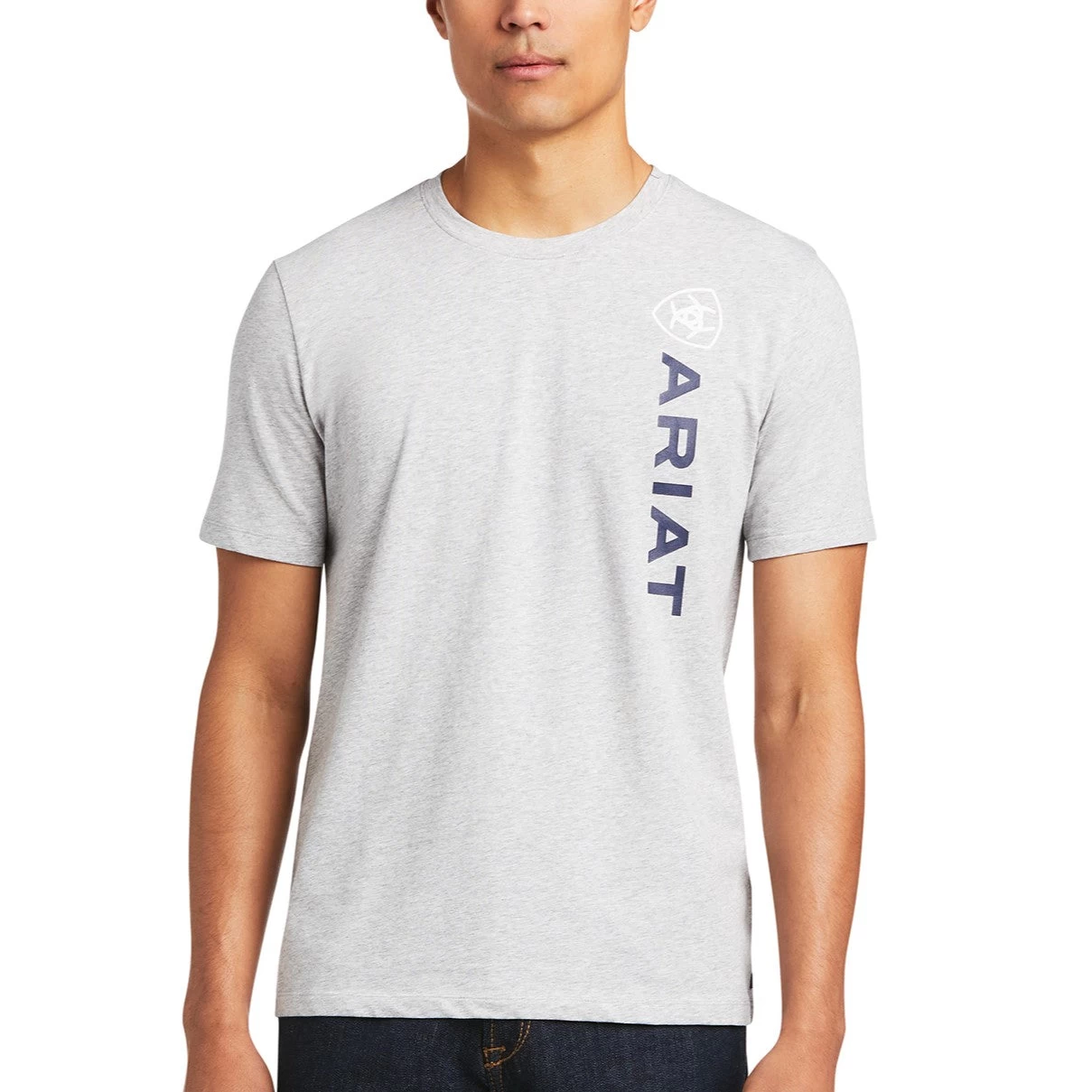 Ariat® Men's Vertical Logo Heather Grey Short Sleeve T-Shirt 10039193