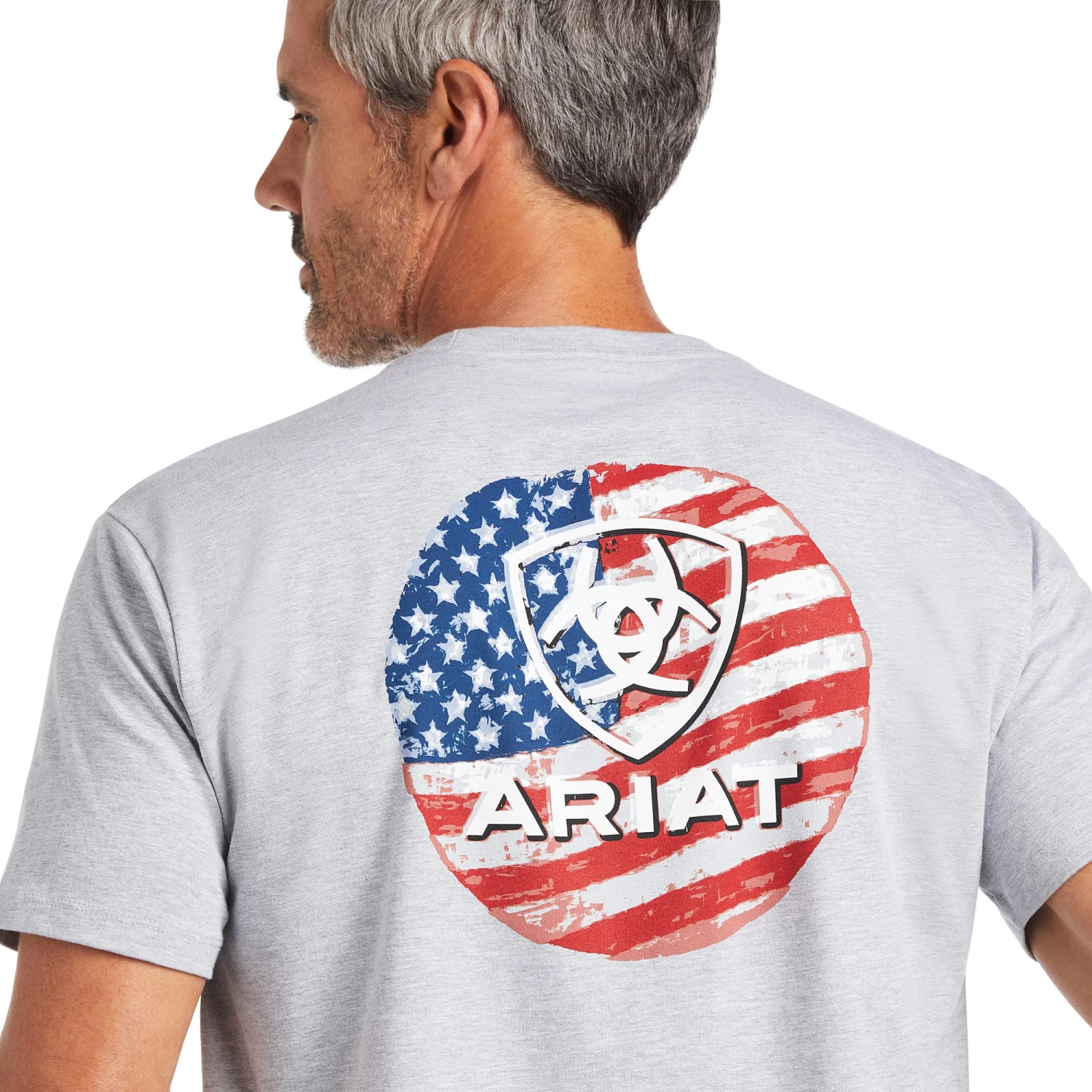 Ariat® Men's Short Sleeve Heather Grey Flag Circle T-Shirt 10039929 - Image 3