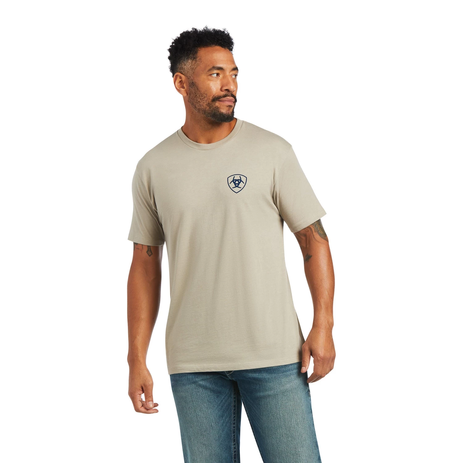 Ariat® Men's Woodgrain Flag Graphic Khaki Heather T-Shirt 10040864 - Image 2