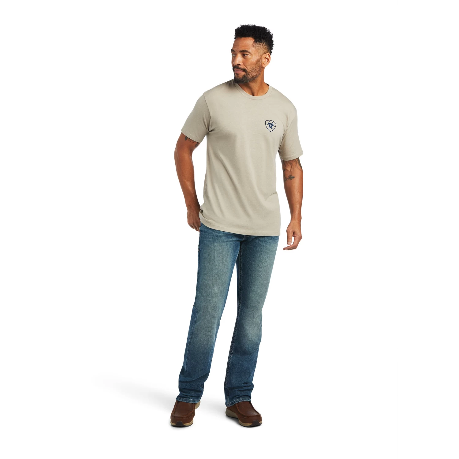 Ariat® Men's Woodgrain Flag Graphic Khaki Heather T-Shirt 10040864 - Image 4