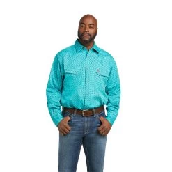 Ariat® Men's FR Lopez Snap Aruba Blue Work Shirt 10035549