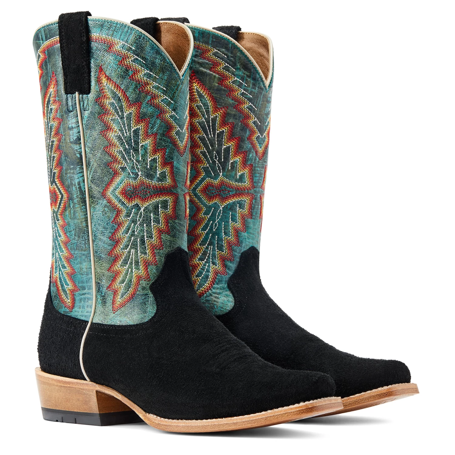 Ariat® Men's Futurity Showman Black Roughout & Roaring Turquoise Western Boots 10044498 - Image 7