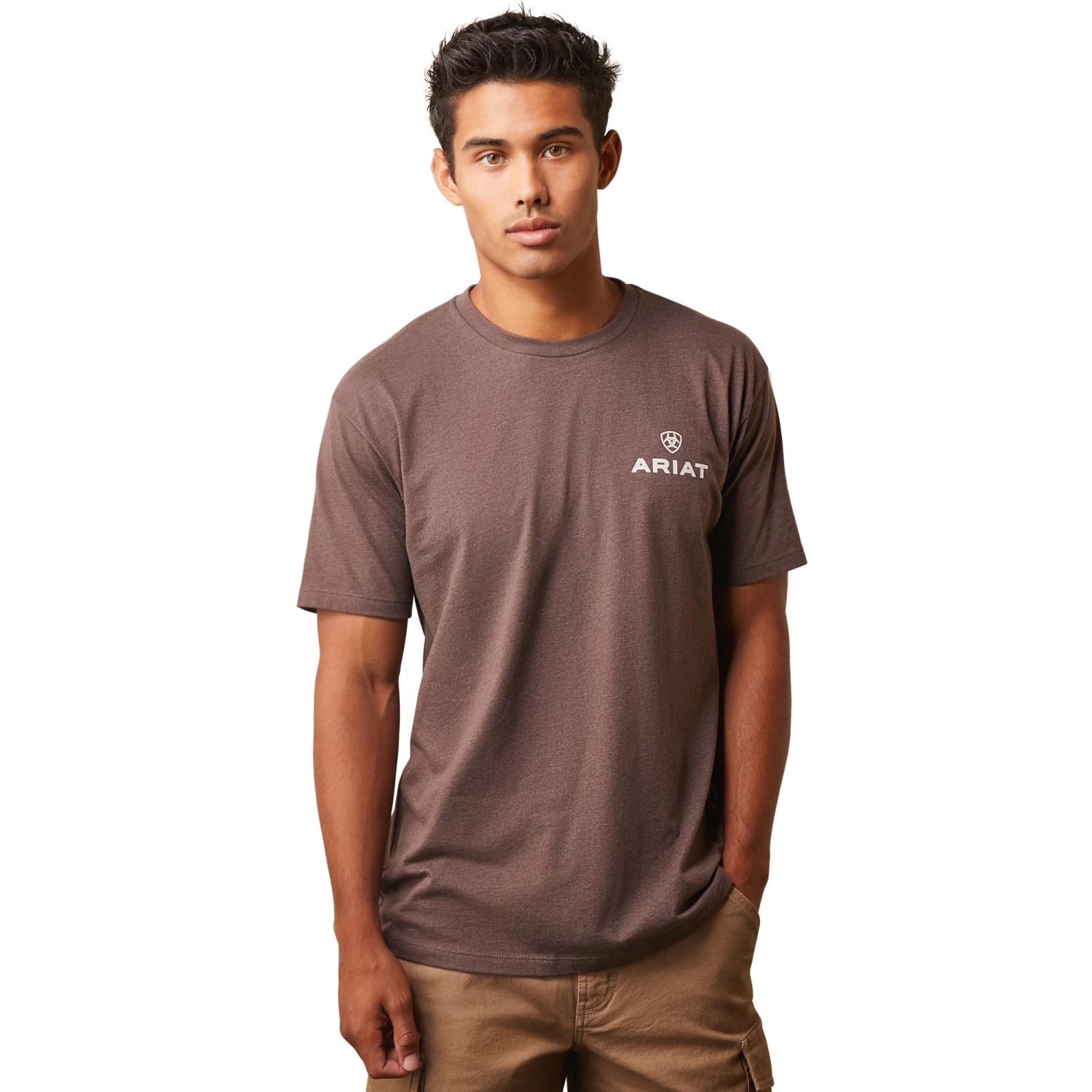 Ariat® Men's Patch Brown Heather Graphic T-Shirt 10044758 - Image 2