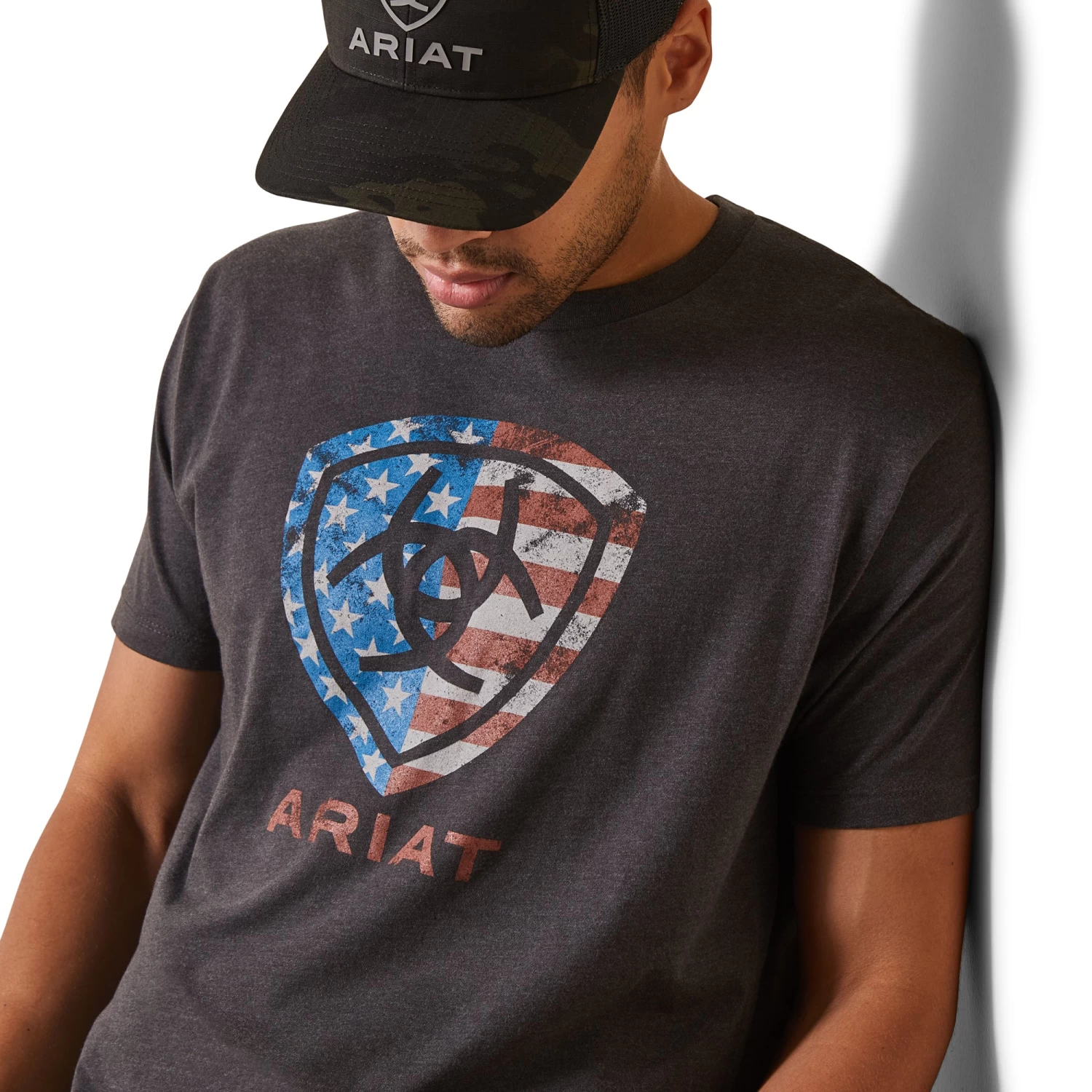 Ariat® Men's American Shield Charcoal Heather T-Shirt 10044763 - Image 4