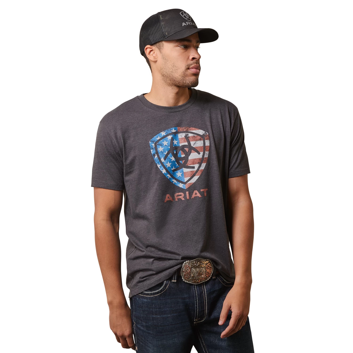 Ariat® Men's American Shield Charcoal Heather T-Shirt 10044763