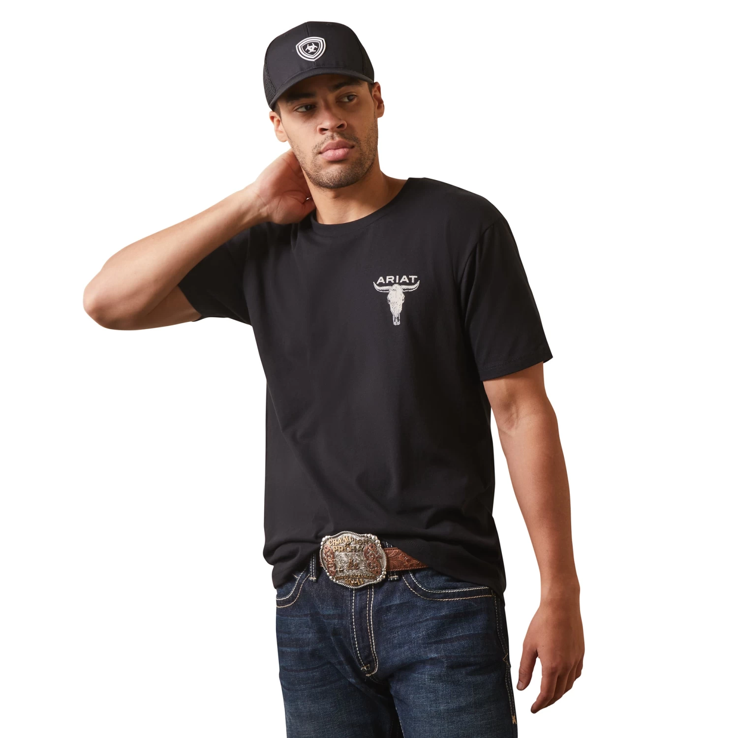 Ariat® Men's Steer Skull Flag Black Graphic T-Shirt 10044770 - Image 2