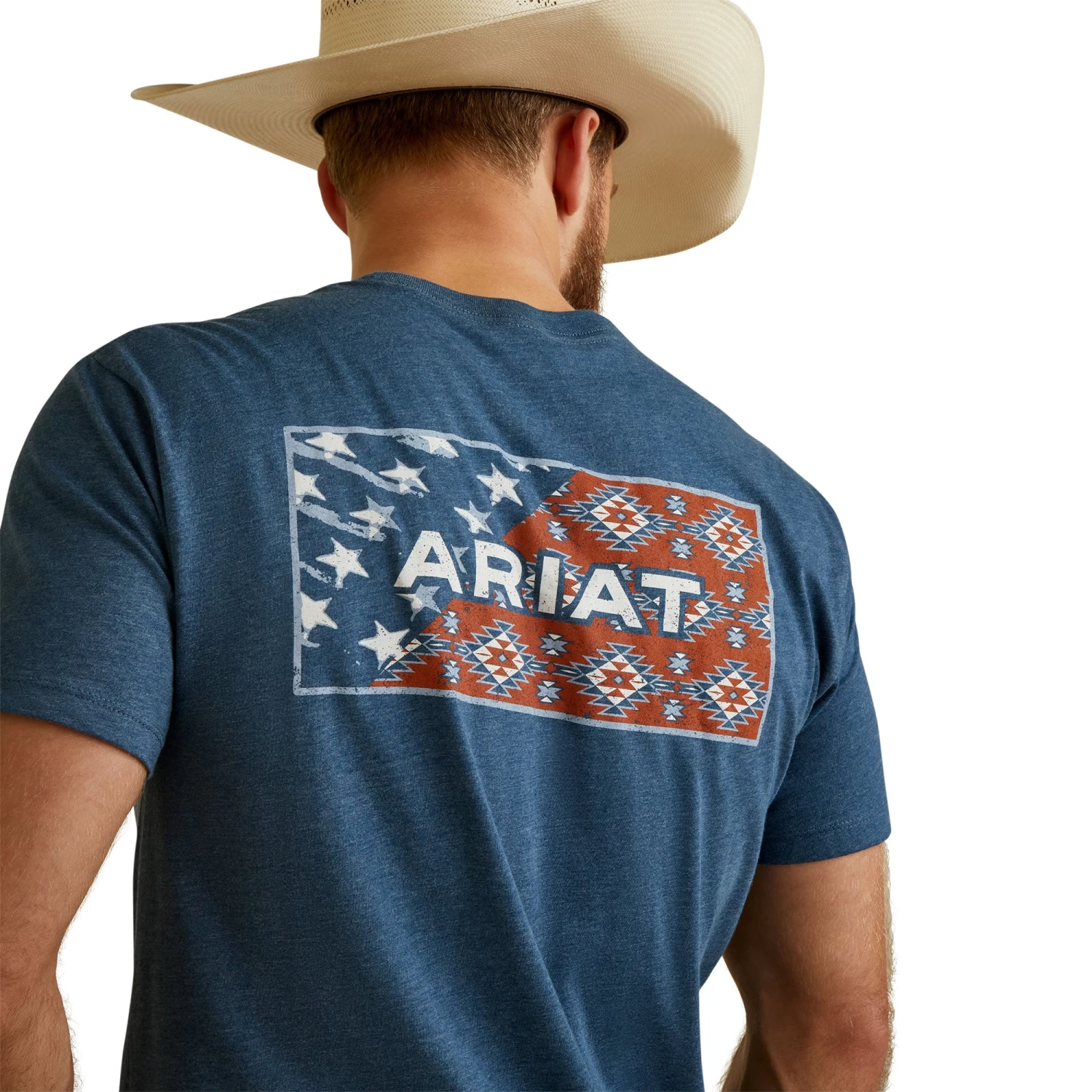 Ariat® Men's Stars Southwest Sailor Heather Blue T-Shirt 10045274 - Image 3