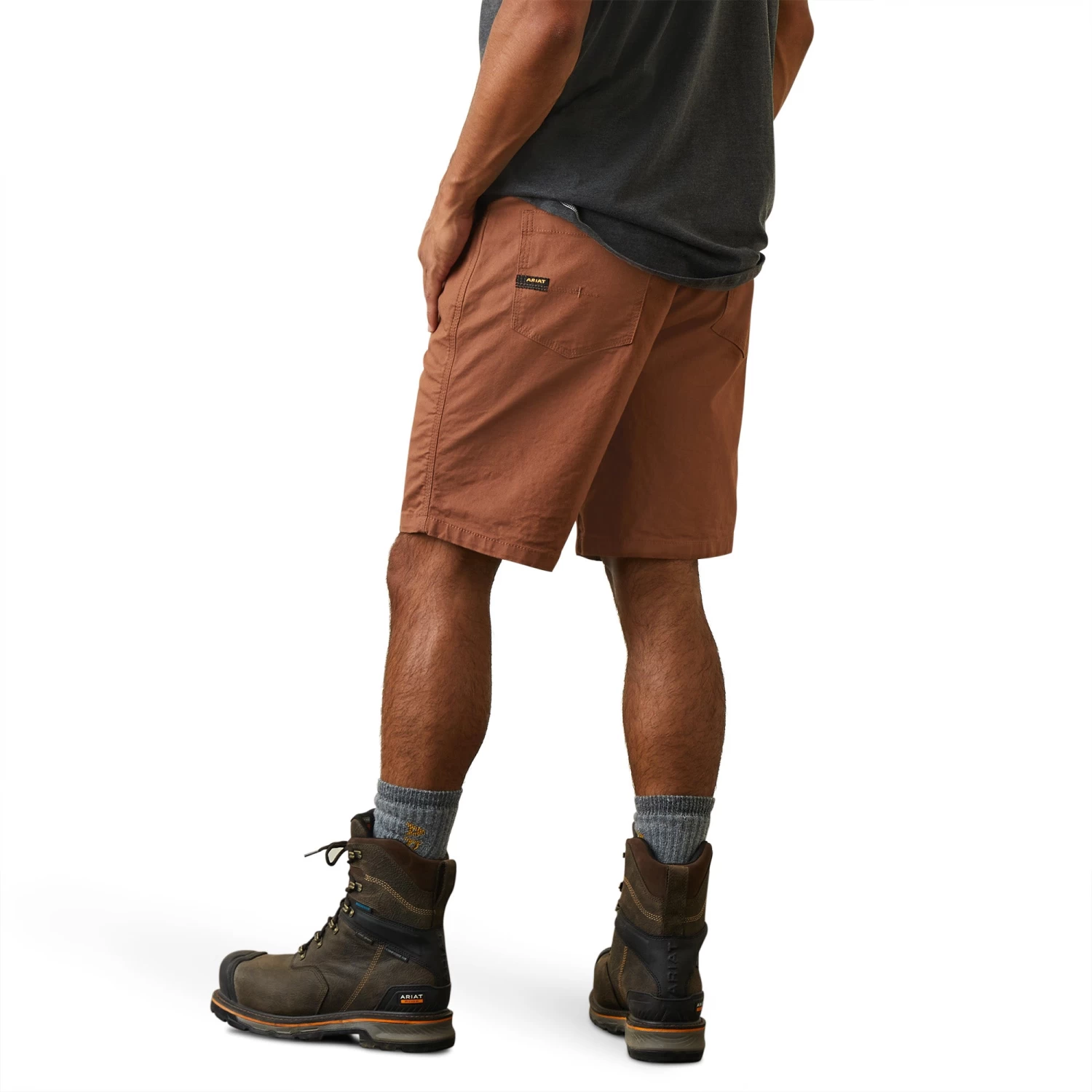Ariat® Men's Rebar DuraStretch™ Made Tough Rust Brown Shorts 10043171 - Image 2