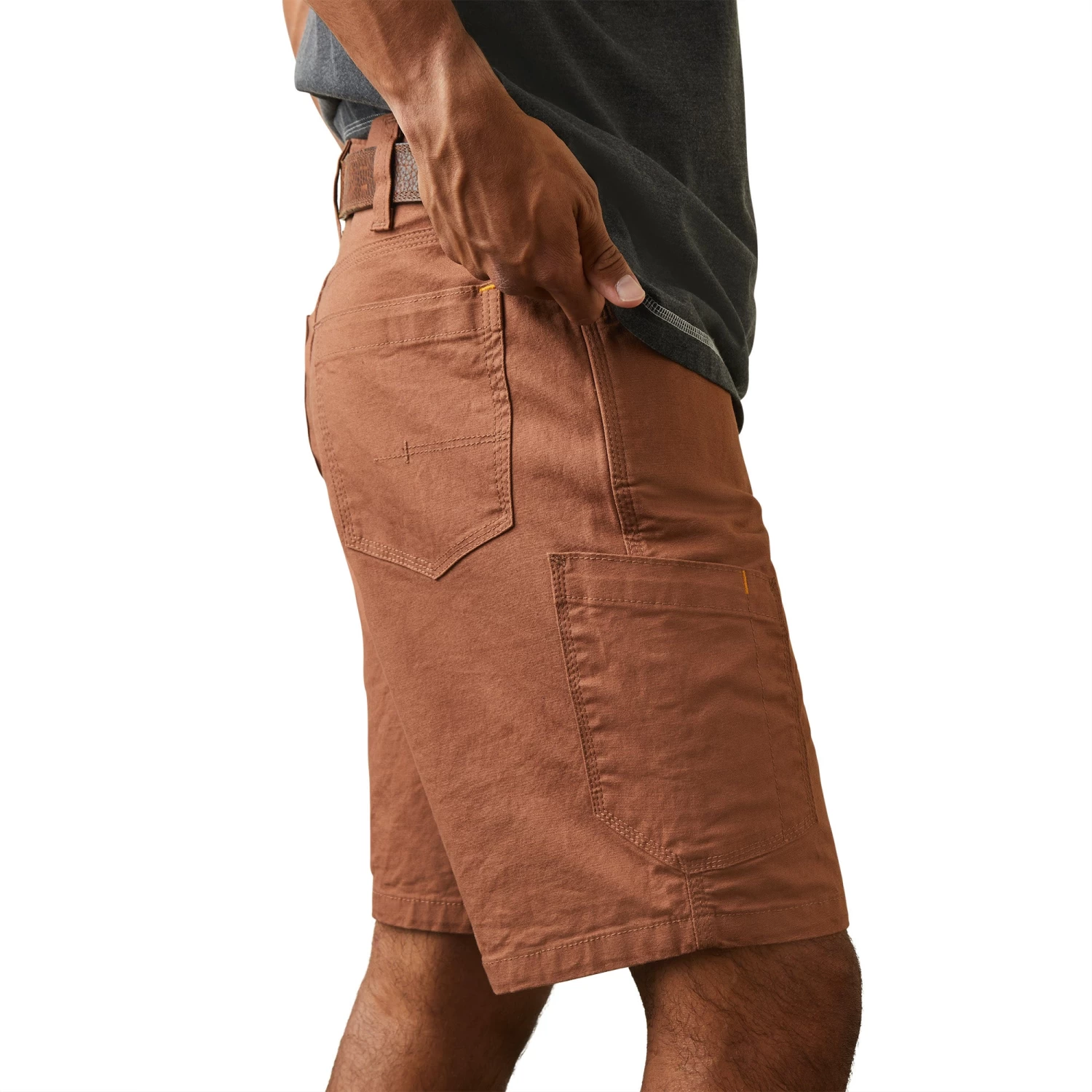 Ariat® Men's Rebar DuraStretch™ Made Tough Rust Brown Shorts 10043171 - Image 4
