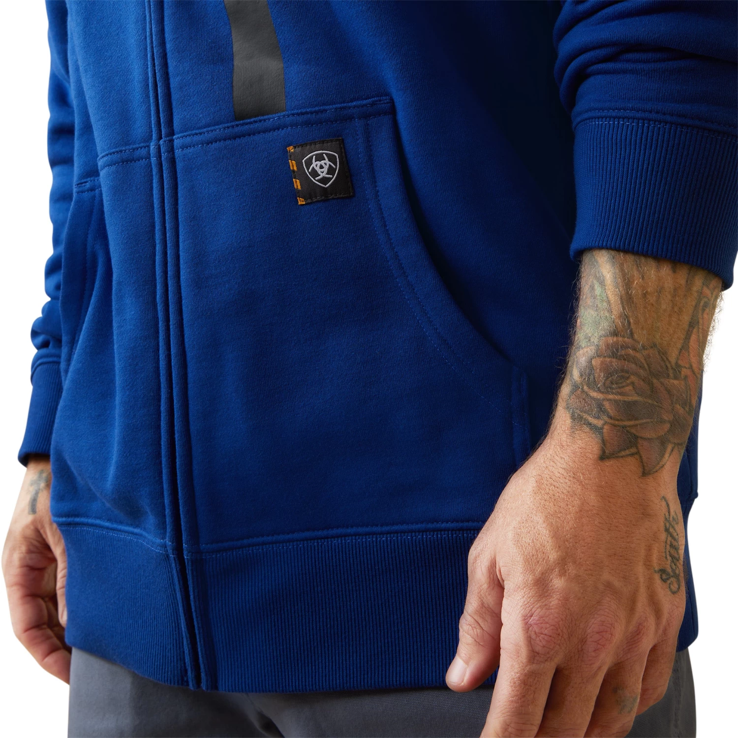 Ariat® Men's Rebar Workman Full Zip Royal Blue Hoodie 10043479 - Image 6