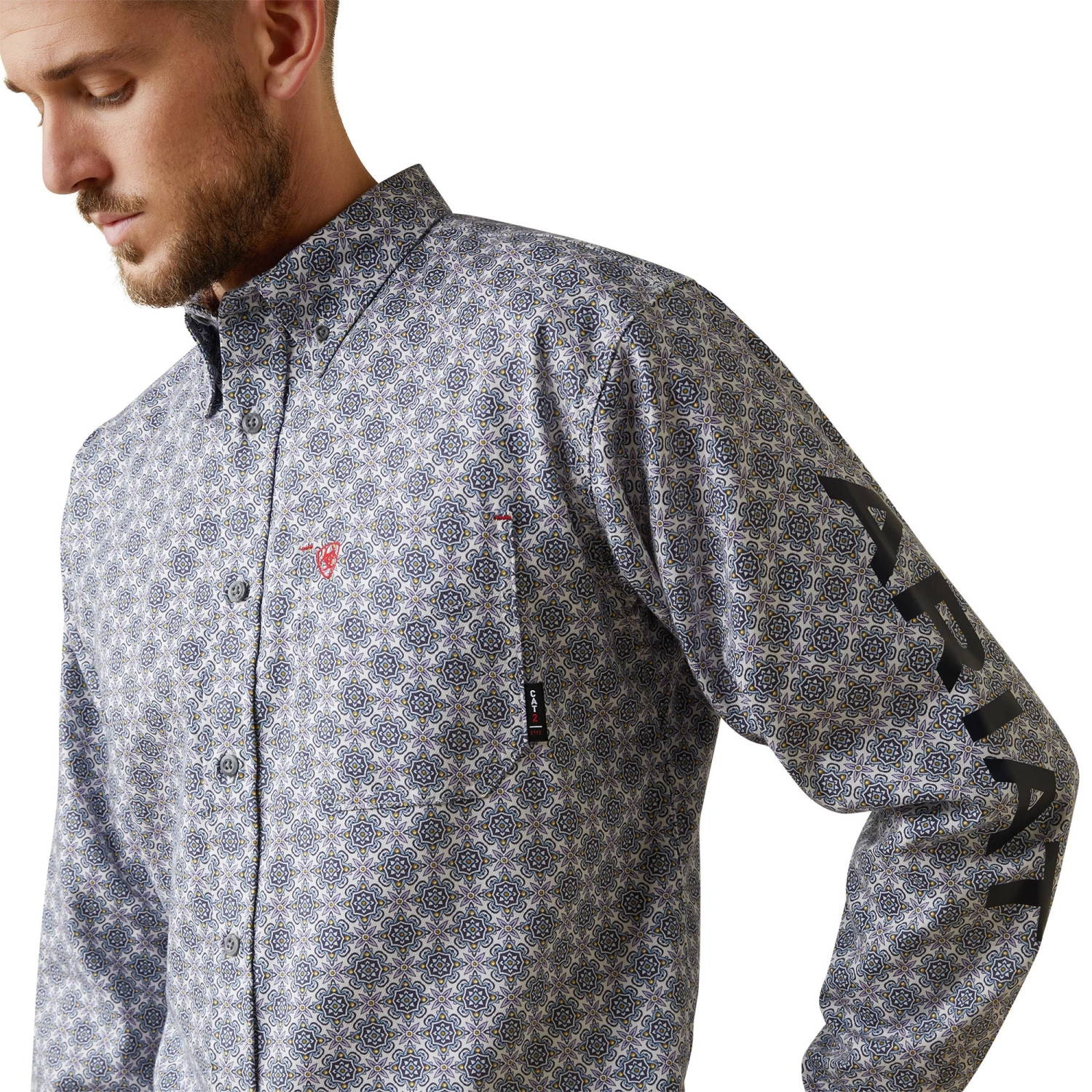 Ariat® Men's FR Amato Logo Stretch Lavender Work Shirt 10043750 - Image 4