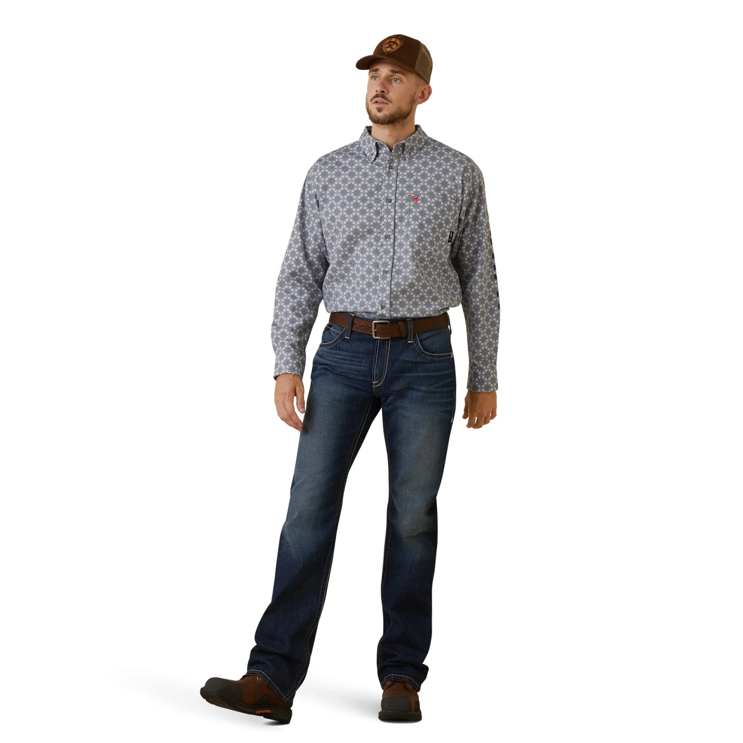 Ariat® Men's FR Amato Logo Stretch Lavender Work Shirt 10043750 - Image 3