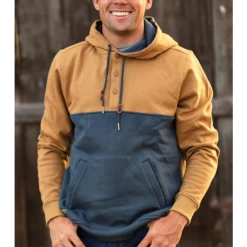Kimes Ranch Men's Ogden Fleece Brown/Navy Hooded Sweatshirt OGDEN-WWB