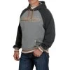 Cinch Men's Raglan Fleece Vintage Grey Sweatshirt Hoodie MWK1217007
